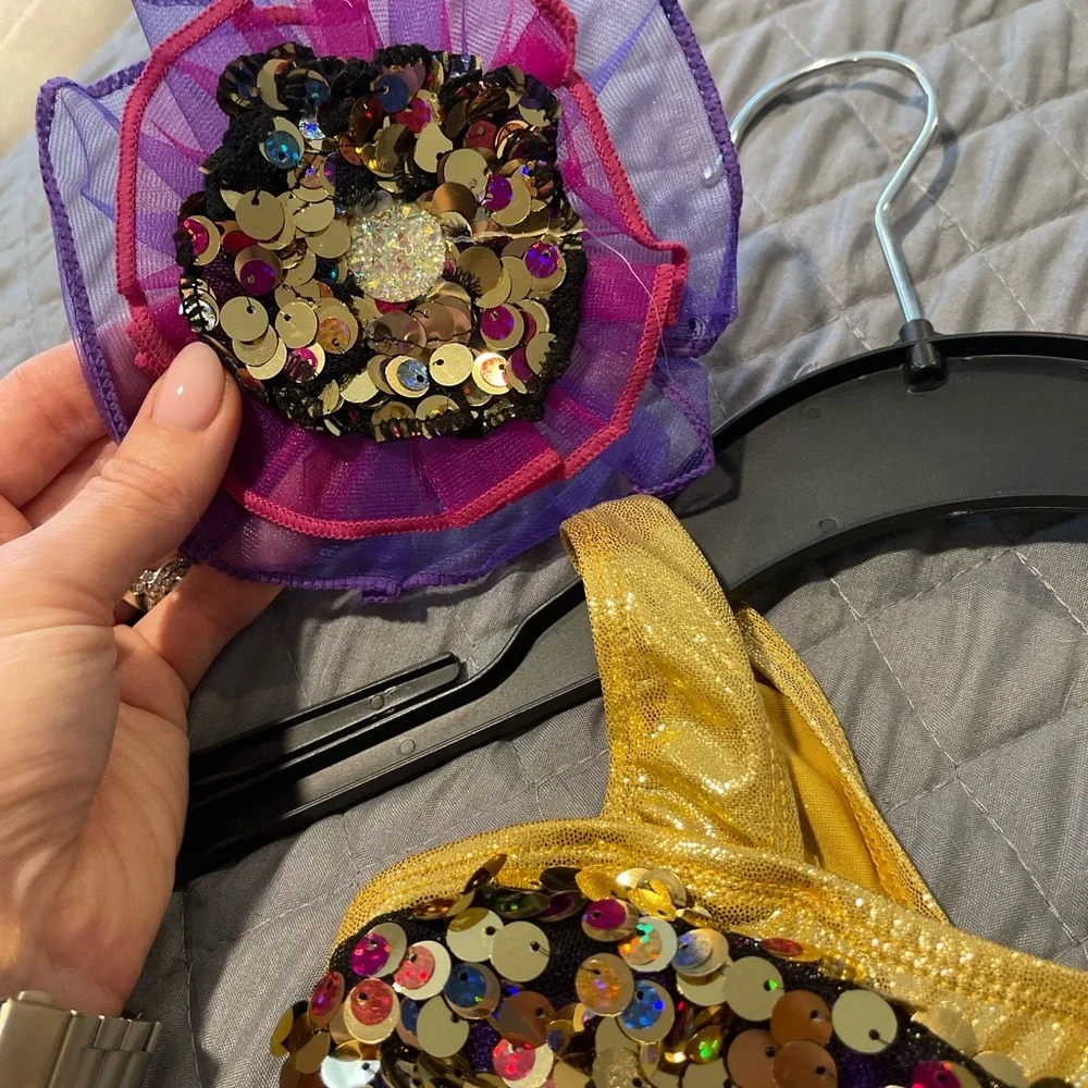Revolution Gold and Purple Sequin Kids Costume